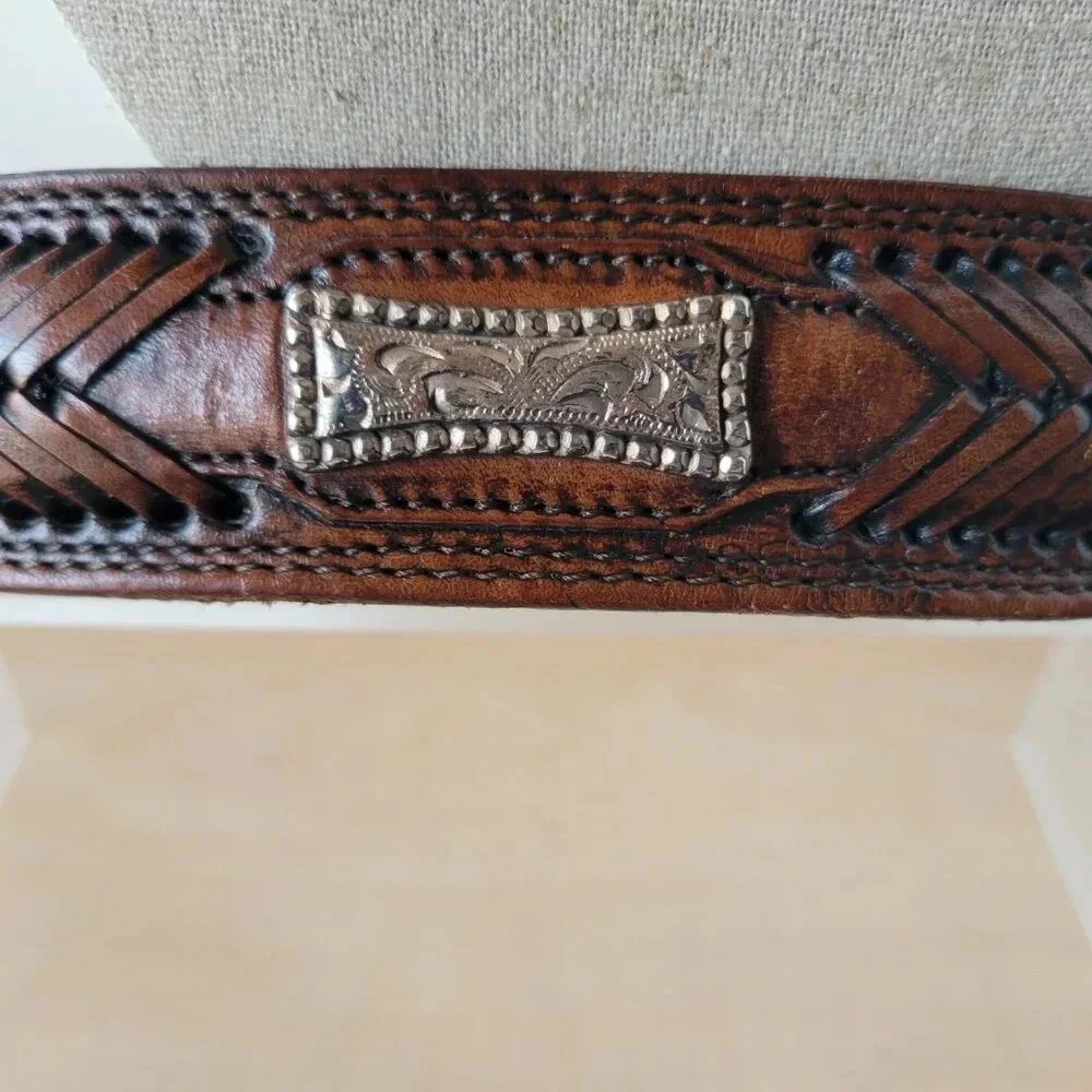 Western Style Braided Men’s Leather Belt – Made in Mexico
